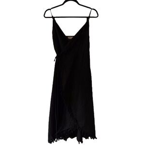 Steele. Linen Blend Fringe Detailed Wrap Dress